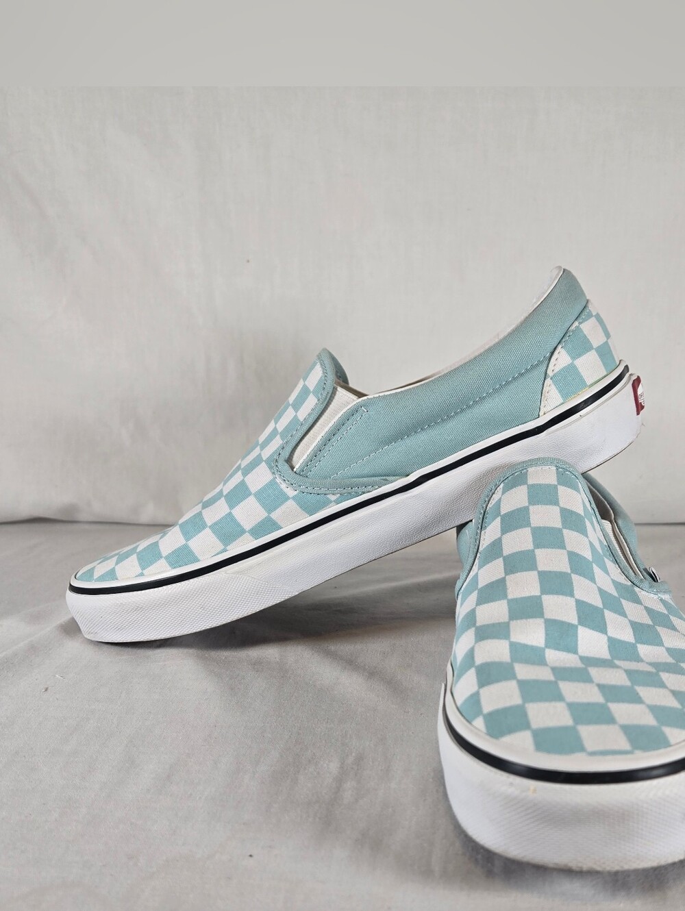 VANS Classic Slip-On Checkerboard Canvas Shoes Aqua Haze 8.5 Men 10 Women - Picture 2 of 7